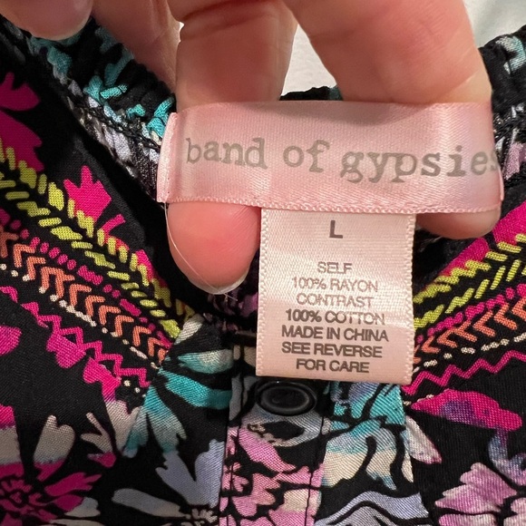 Band of Gypsies Multicolor Vibrant Floral Mini Spaghetti Strap Dress Size L - Picture 4 of 11